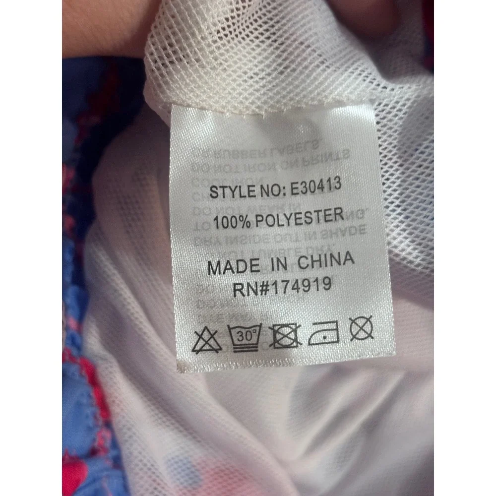 The Endless Summer Mens Large Flamingo Print Swim Trunks Blue‎ Pink Polyester